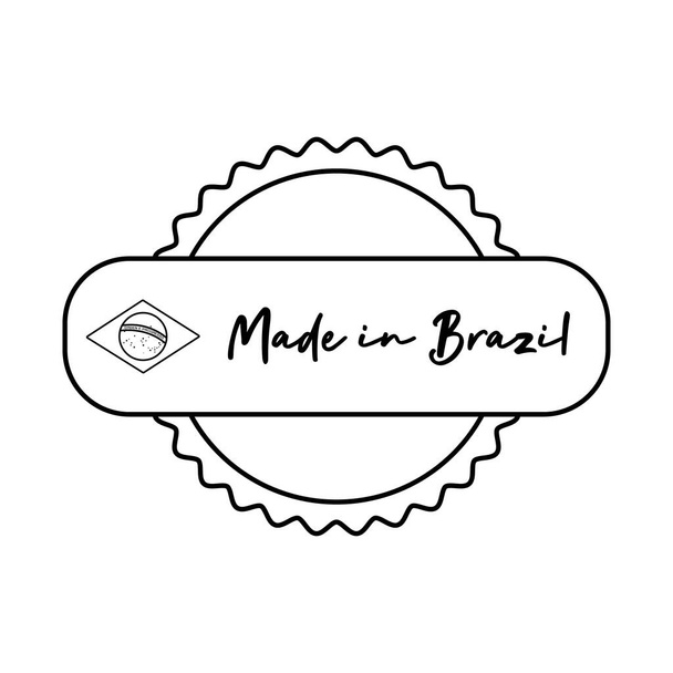 gemaakt in Braziliaans spandoek met zegelstempel - Vector, afbeelding