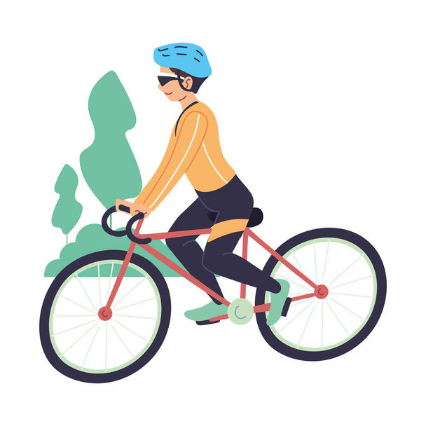 Человек на велосипеде в парк векторный дизайн - Вектор,изображение