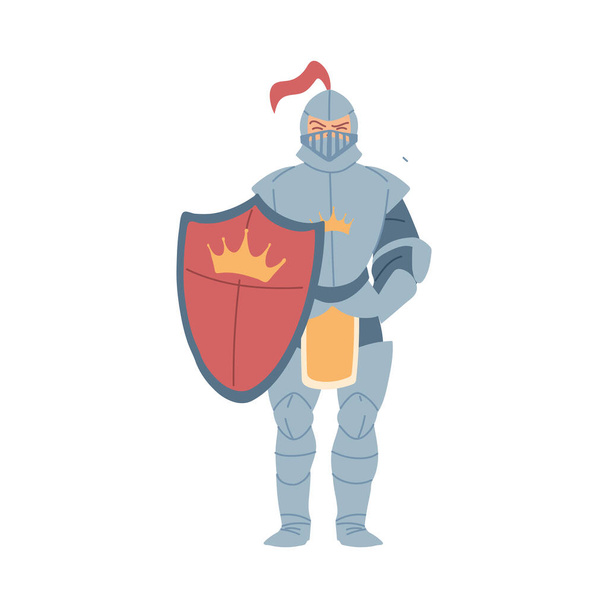 Средневековый рыцарь с векторным дизайном щитов
 - Вектор,изображение