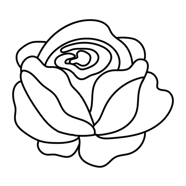 beautiful rose flower garden line style icon - Vecteur, image