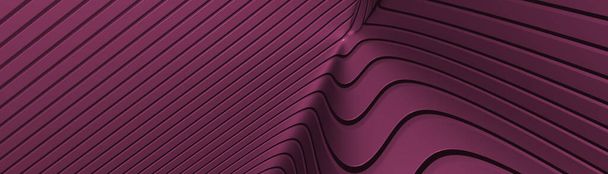 Сверхширокий 3D-фон изогнутых геометрических узоров цвета HOT PINK с подсветкой и тенями для различных применений, требующих цветовой среды. иллюстрация и кофе - Фото, изображение