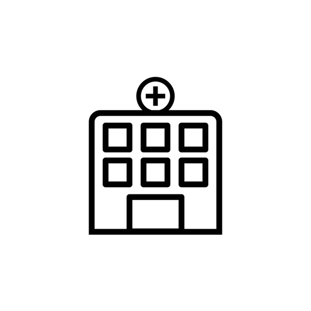 Ilustración Gráfico vectorial del icono del edificio del hospital. Apto para atención médica, emergencia, construcción de clínicas, etc.
. - Vector, imagen