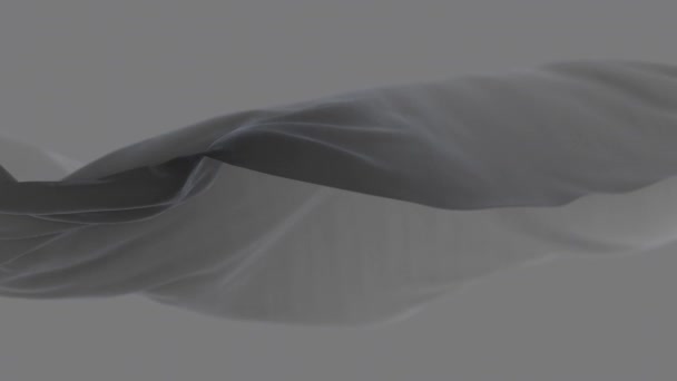 Tela de seda ondulada gris 4k en viento, fondo de lazo de tela ondulante sin costuras. - Metraje, vídeo