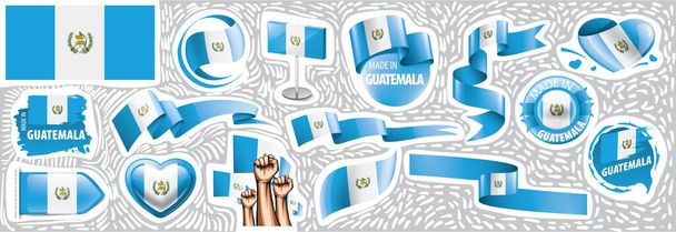 Ensemble vectoriel du drapeau national du Guatemala dans divers modèles créatifs - Vecteur, image