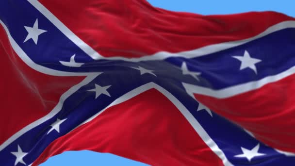 4k drapeau national confédéré rides vent dans Bataille fond de boucle transparente. - Séquence, vidéo