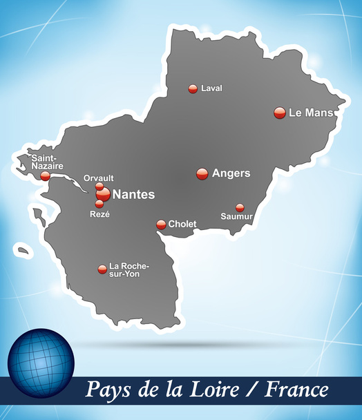 Χάρτης της pays de la loire - Διάνυσμα, εικόνα