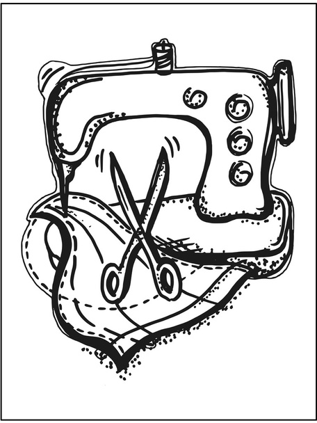 sewing on a sewing machine - Vector, Image