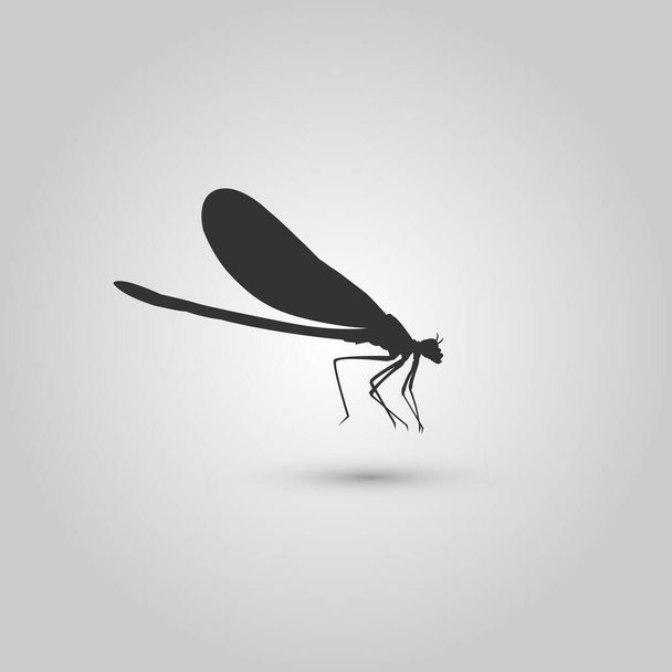 silhouette dragonfly shape design in black - Vector, imagen