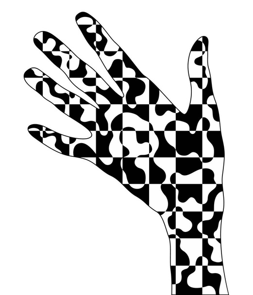 Illustration of hand with checkered pattern inside - Vector, Image