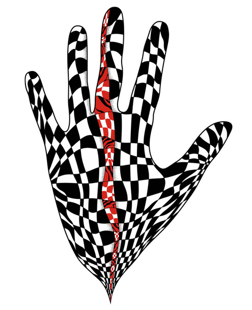 Ilustracja dłoni z zaznaczonym wzorem wewnątrz - Wektor, obraz