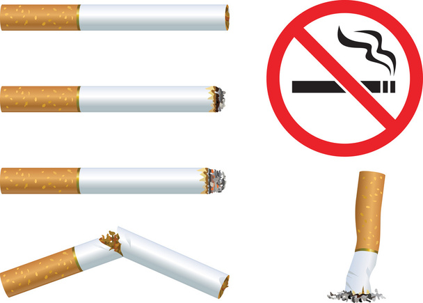 Signo de cigarrillos y "No fumar"
 - Vector, imagen