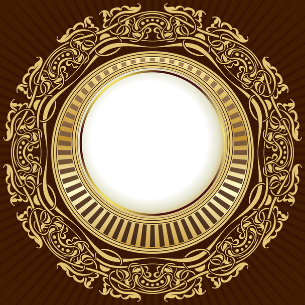 gold frame with floral ornamental - Vecteur, image