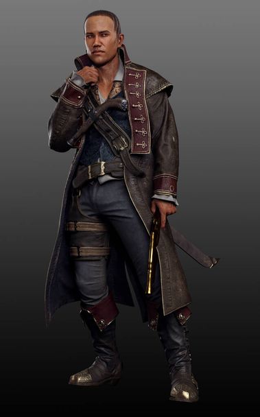 Steampunk Pirate with Cutlass and Pistol - Photo, Image