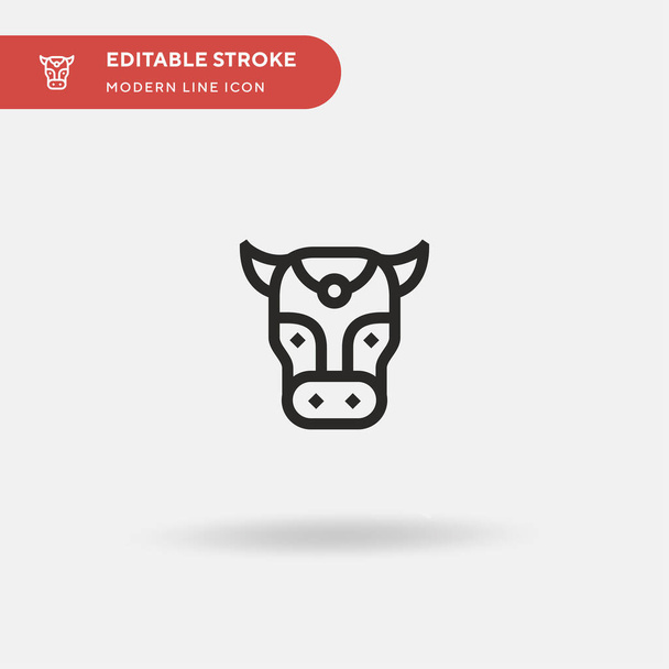 牛のシンプルなベクトルアイコン。WebモバイルUI要素用のイラスト記号デザインテンプレート。編集可能なストロークで完璧な色のモダンなピクトグラム。あなたのビジネスプロジェクトの牛のアイコン - ベクター画像