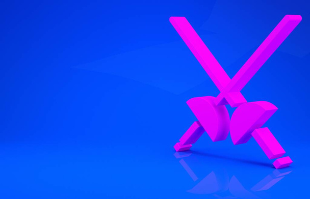 Иконка "Розовый забор" выделена на синем фоне. Спортивное оборудование. Концепция минимализма. 3d иллюстрация. 3D рендеринг - Фото, изображение