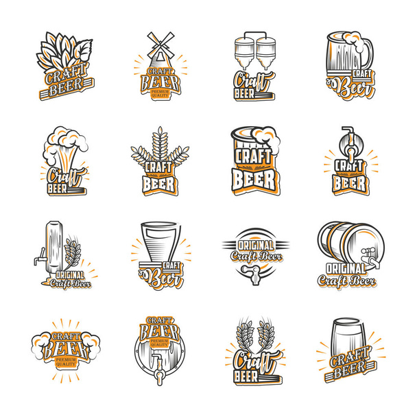 set di icone birra artigianale - Vettoriali, immagini
