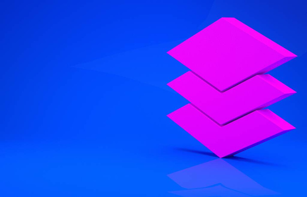 Pink Layers Kleidung Textil-Symbol isoliert auf blauem Hintergrund. Element der Stoffeigenschaften. Minimalismus-Konzept. 3D-Illustration. 3D-Renderer - Foto, Bild