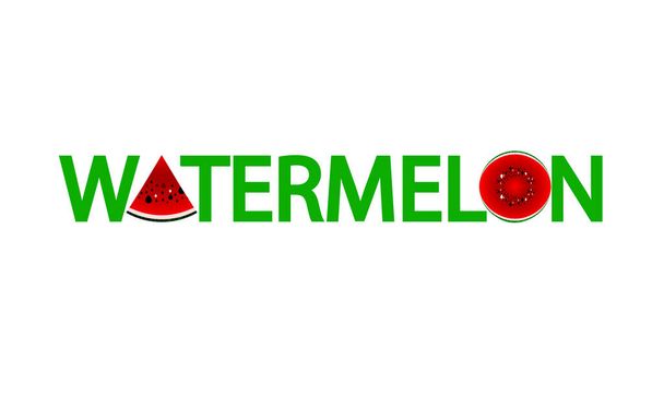 Word watermelon in the style of watermelon, vector art illustration. - Vector, Imagen