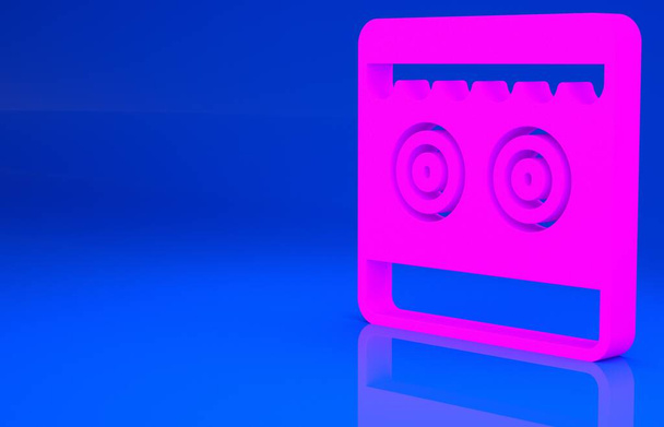 Icono de la galería Pink Shooting aislado sobre fondo azul. Concepto minimalista. Ilustración 3d. Renderizado 3D
 - Foto, Imagen