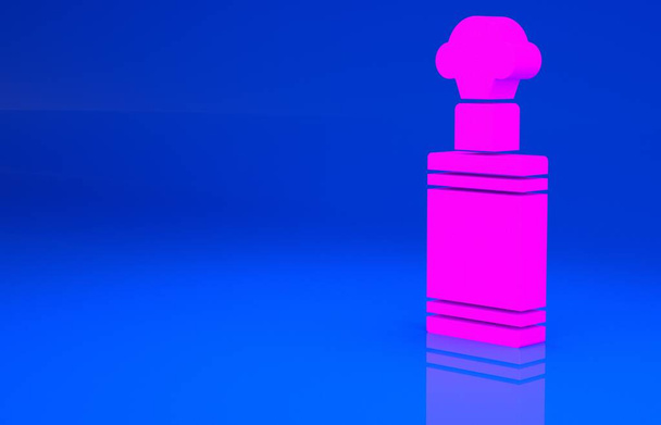 Icône grenade rose isolée sur fond bleu. Explosion de bombe. Concept de minimalisme. Illustration 3D. rendu 3D - Photo, image