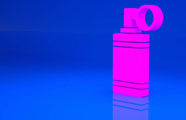 Піктограма ручної гранати рожевого кольору ізольована на синьому фоні. Вибух бомби. Концепція мінімалізму. 3d ілюстрація. 3D візуалізація
 - Фото, зображення