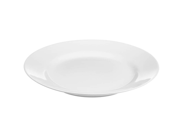 Mélamine blanche dîner vide et assiette de déjeuner sur fond blanc - Photo, image