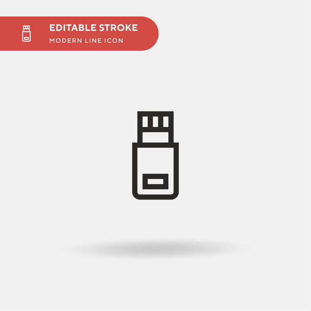 Usb Simple vector icon. Illustration symbol design template for web mobile UI element. Perfect color modern pictogram on editable stroke. Usb icons for your business project - Vector, Image