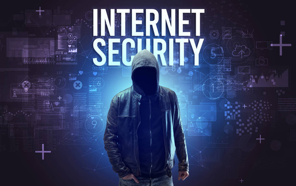 Faceless man with online security concept - Photo, Image