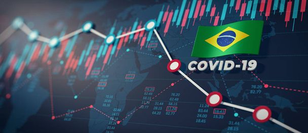 COVID-19 Coronavirus Brazílie Ekonomický dopad koncepce Image. - Fotografie, Obrázek