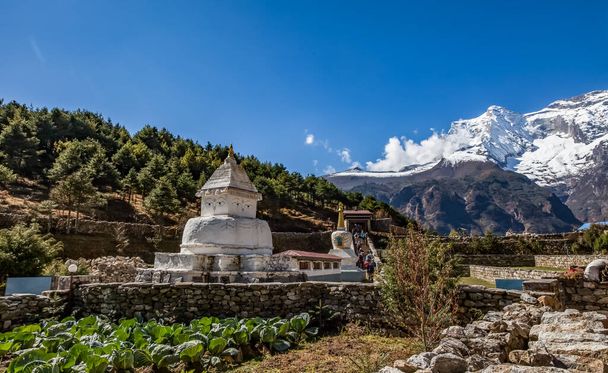 Trekking around Namche Bazaar and views to Everest Sagamatha National Park Nepal - 写真・画像