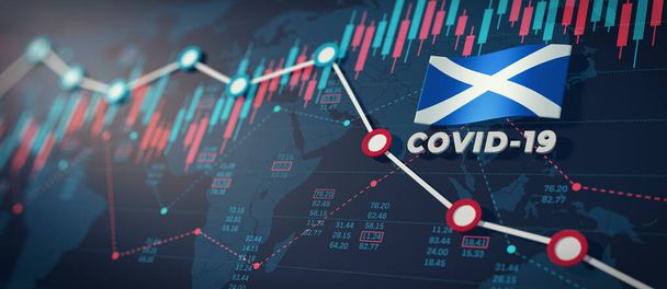 COVID-19 Coronavirus İskoçya Ekonomik Etki Kavramsal Görüntü. - Fotoğraf, Görsel