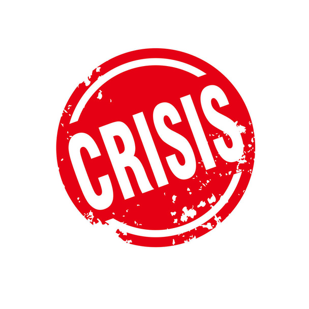 Abstract Rode Grunge Crisis Cirkel Rubber Postzegels Sign Ilustratie Vector, Crisis Tekst Seal, Mark, Label Design Template - Vector, afbeelding