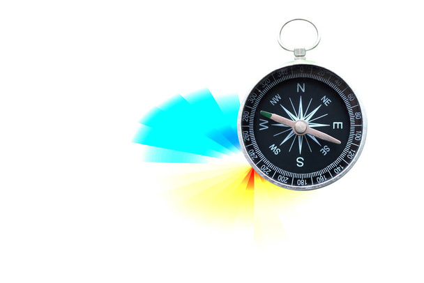 round compass on abstract background as symbol of tourism with compass, travel with compass and outdoor activities with compass - Photo, Image