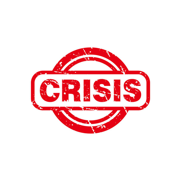 Abstrakte Red Grunge Crisis Circle Gummistempel Zeichen Ilustration Vektor, Crisis Text Seal, Mark, Label Design Template - Vektor, Bild