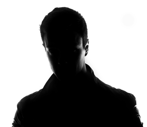 beyaz izole erkek siluet - Fotoğraf, Görsel