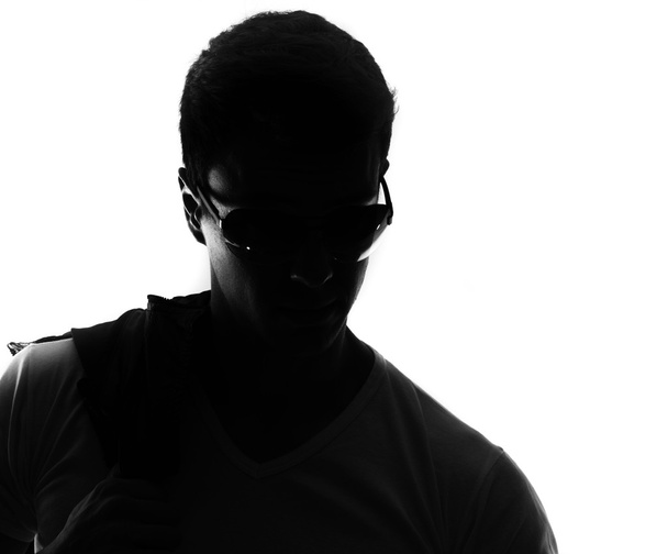 mannelijke silhouet geïsoleerd op wit - Foto, afbeelding