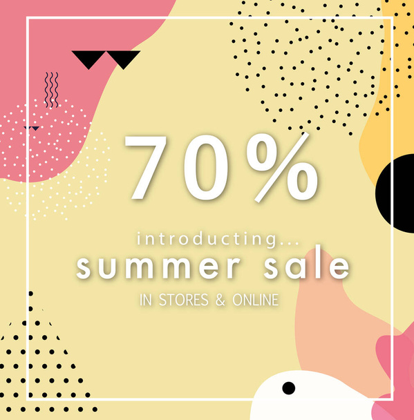 abstraktní žlutá a růžová barva prodej banner šablony design s textem včetně letního prodeje 70% - Fotografie, Obrázek