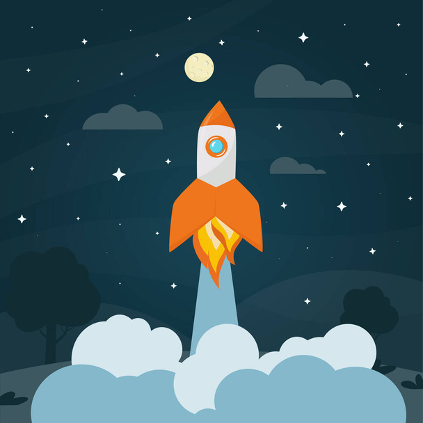 Background with rocket launch. Vector illustration. - Vector, afbeelding