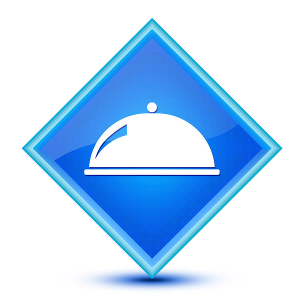 Food Dish Icon isolado no botão especial azul diamante ilustração abstrata
 - Foto, Imagem