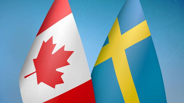 Le Canada et la Suède deux drapeaux ensemble fond bleu - Photo, image