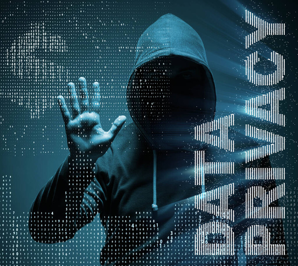 Conceito de privacidade de dados com hackers roubando informações pessoais - Foto, Imagem