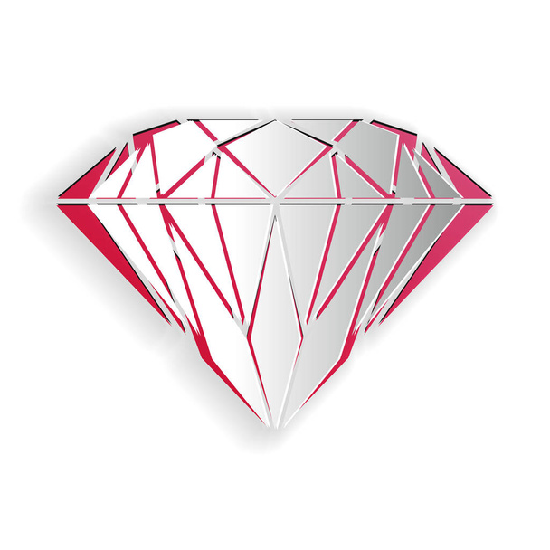 Icona diamante taglio carta isolata su sfondo bianco. Simbolo di gioielli. Pietra preziosa. Stile cartaceo. Vettore - Vettoriali, immagini