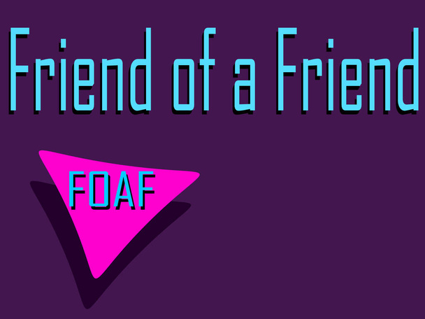 FOAF afkorting Vriend van een vriend weergegeven met tekst en symbolisch patroon op educatieve achtergrond voor gedachten afdrukken. - Vector, afbeelding