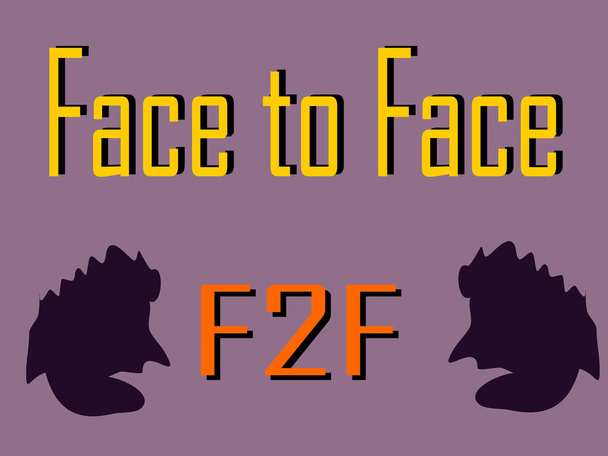 Acronimi F2F faccia a faccia presentati in stile logo vettore colorato per la comunicazione illustrazione poster stampa. - Vettoriali, immagini