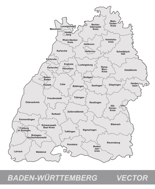 バーデン=ヴュルテンベルク州地図 - ベクター画像