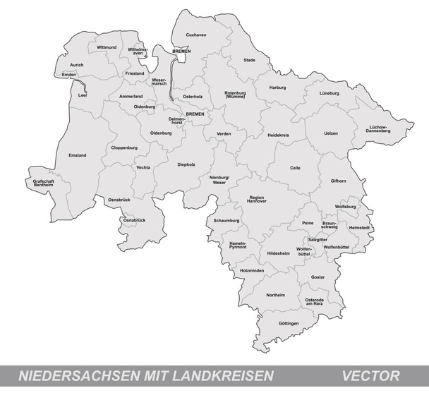 Aşağı Saksonya Haritası - Vektör, Görsel