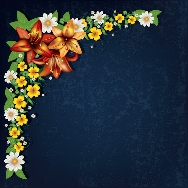абстрактный гранж цветочный фон с весенними цветами - Вектор,изображение