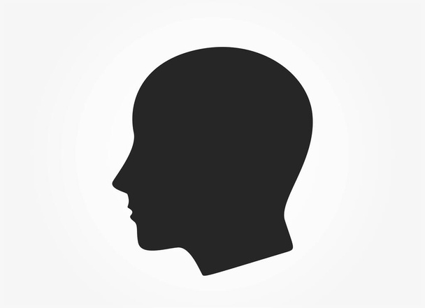 İnsan kafası ikonu. İzole edilmiş siyah ve beyaz kişi işareti. Web tasarım sembolü ve bilgi ögesi - Vektör, Görsel