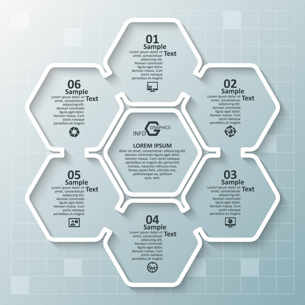 vector abstract 3d paper infographic elements.Hexagon infographics.Honeycomb design - Vektor, kép