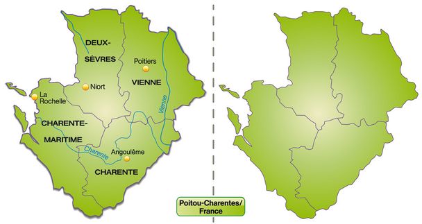 La carte de Poitou-Charentes
 - Vecteur, image